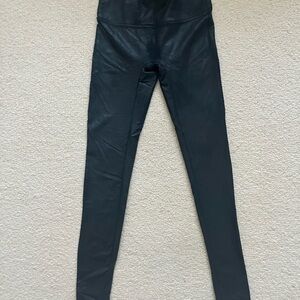 Black High-Waisted Leggings/ Leather looking (see photo for close detail)